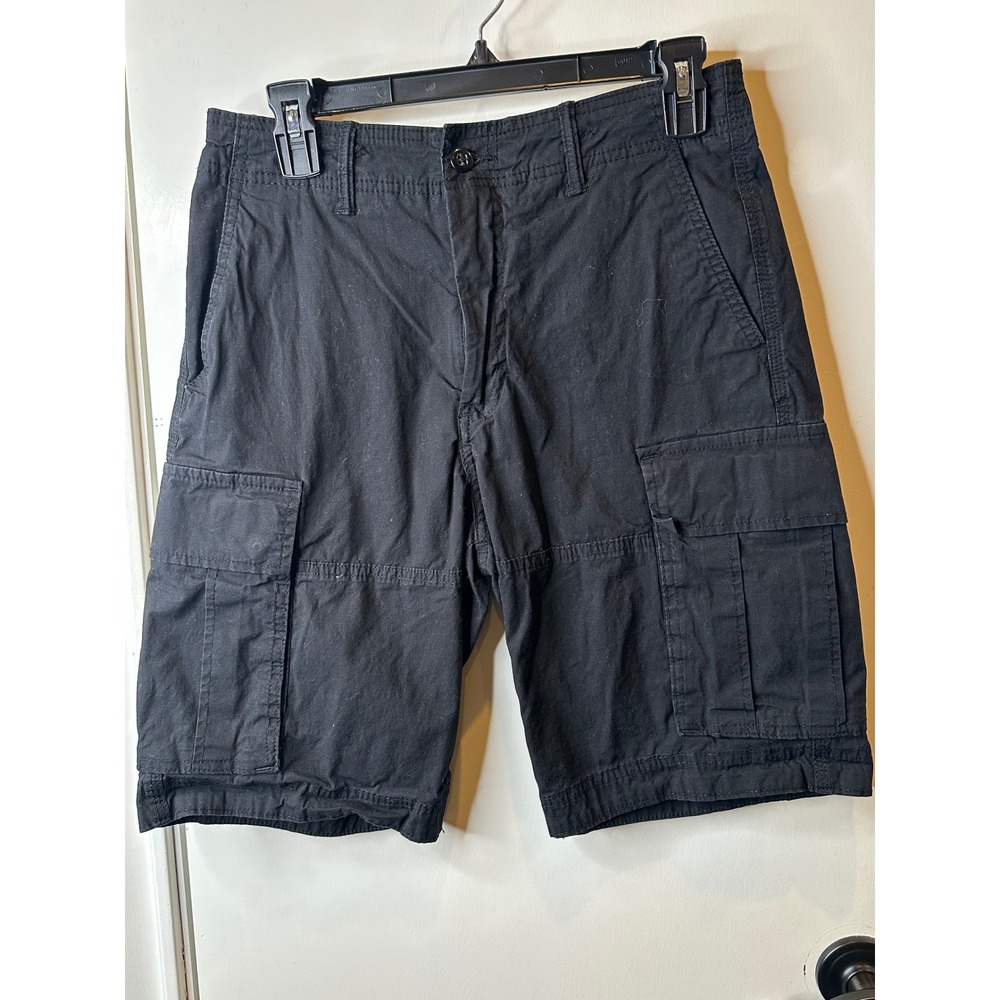 HM Mens Black Ripstop Cargo Shorts Size 29 Utility Multi Pocket Casual